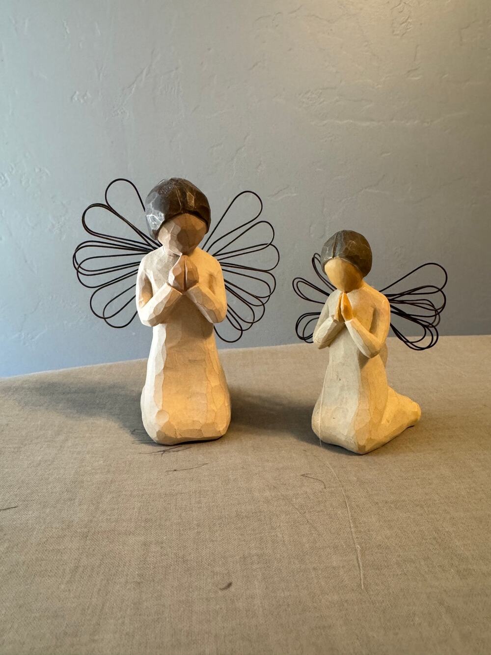 Willow Tree Figurines "Angel of Prayer" 2 Angels Kneeling in Prayer 1999
